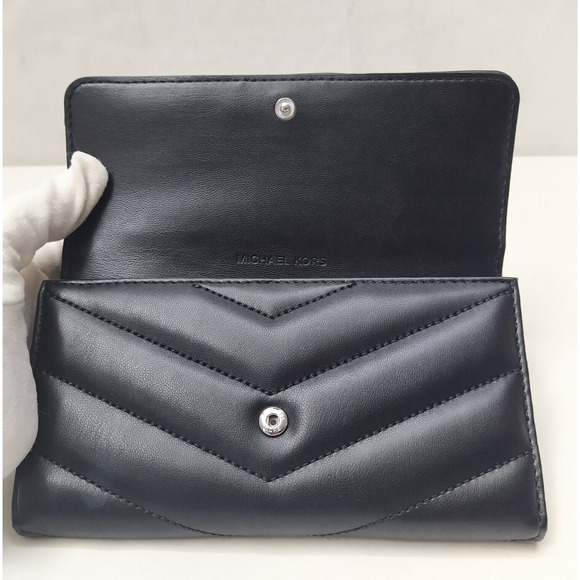 Michael Kors Jet Set Travel Black Quilted Leather Trifold Wallet - NWT $298 - Picture 8 of 16